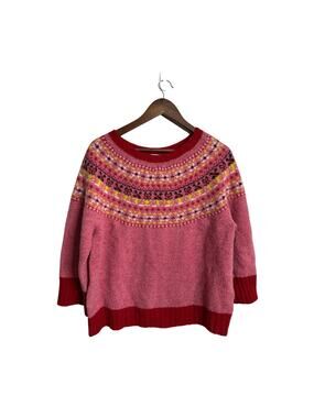 MOLLY GODDARD Pink and Red Fair Isle Wool Sweater